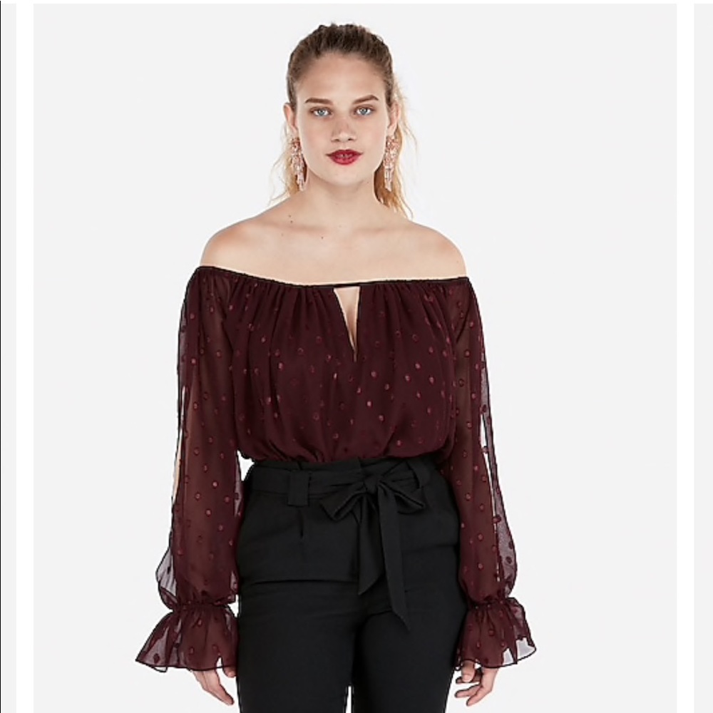 NWT Express Purple Off the Shoulder Thong Bodysuit